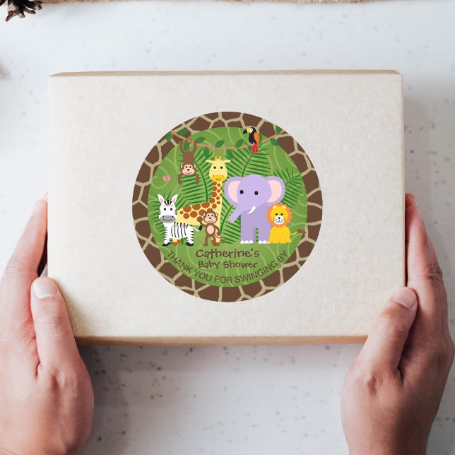 Sticker Rond Wild Zoo Animal Jungle Baby shower Safari (Créateur téléchargé)