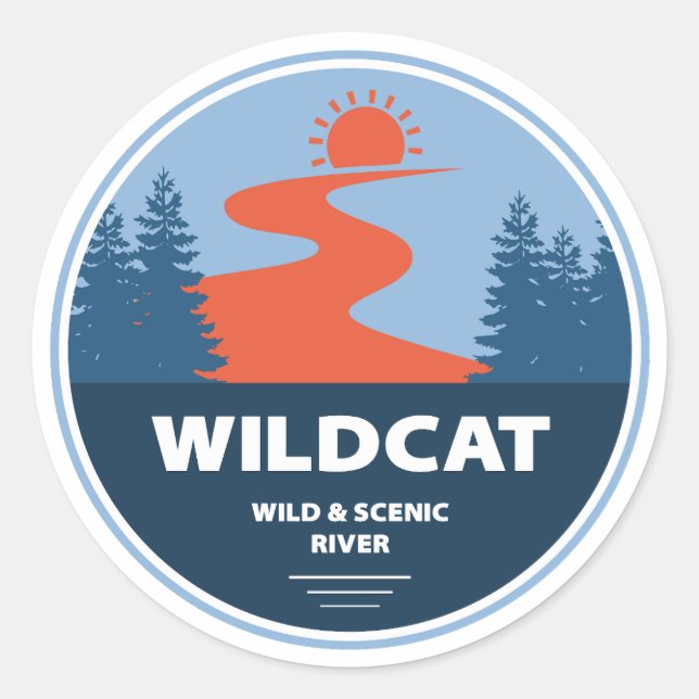 Sticker Rond Wildcat Wild Et Pittoresque River New Hampshire (Devant)