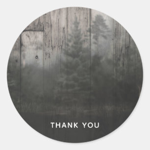 Sticker Rond Wilderness Lake Pine Trees Forêt et bois Mariage