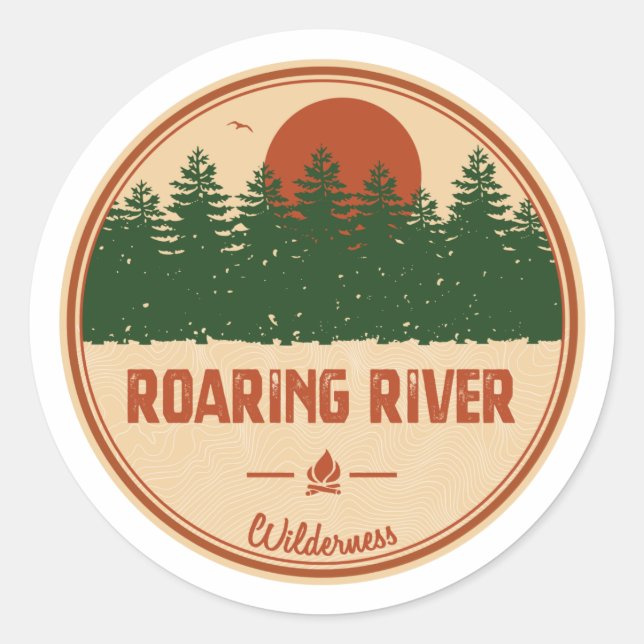 Sticker Rond Wilderness River Roaring (Devant)