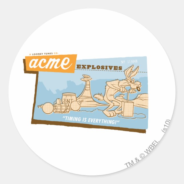 Sticker Rond WILE E. COYOTE™ Acme Explosives 2 (Devant)