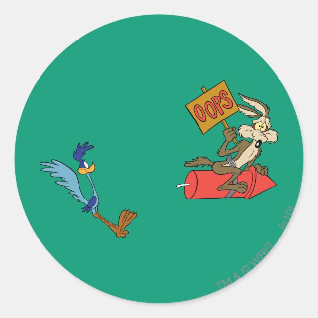Sticker Rond WILE E. COYOTE™ et ROAD RUNNER™ (Devant)