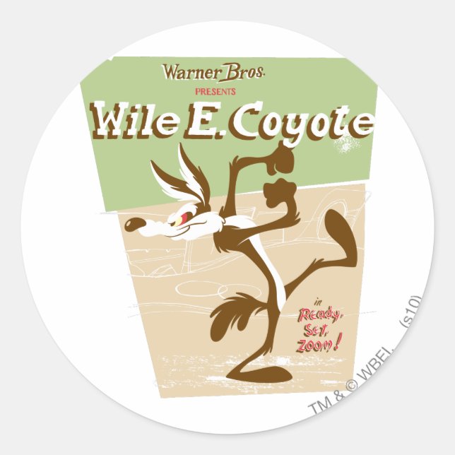 Sticker Rond WILE E. COYOTE™ Ready, Set, Zoom! (Devant)