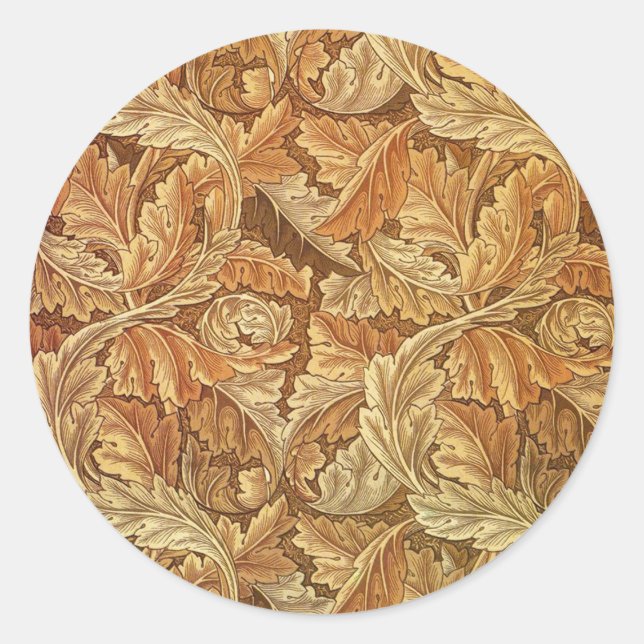 Sticker Rond William Morris Acanthus Brown Feuilles d'automne (Devant)