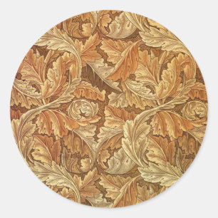 Sticker Rond William Morris Acanthus Brun Feuilles d'Automne