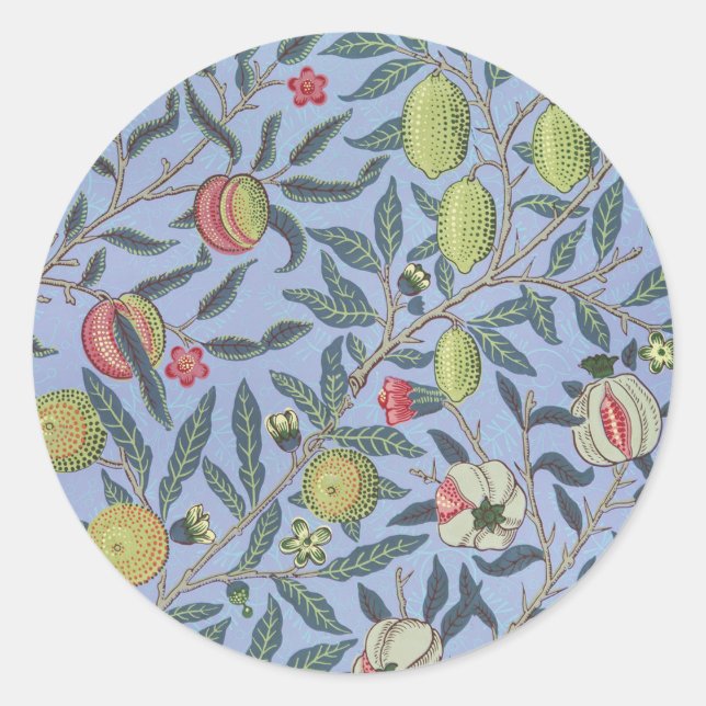 Sticker Rond William Morris Fruit grenade bleu ornement (Devant)