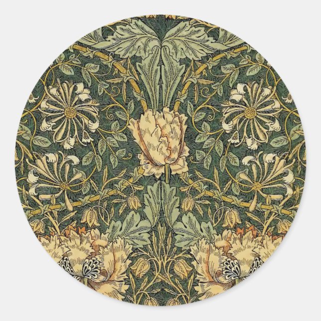 Sticker Rond William Morris Honeysuckle Vert Floral (Devant)