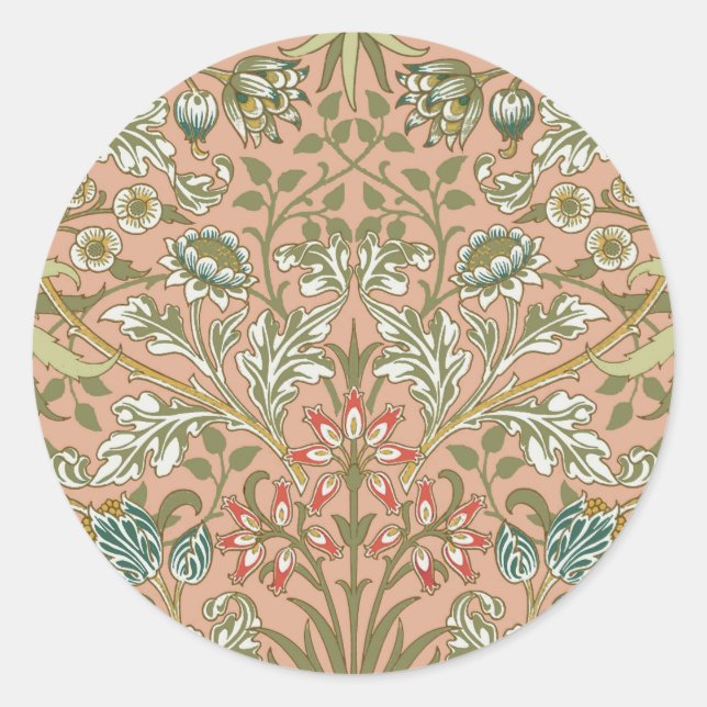 Sticker Rond William Morris Hyacinth Flower Rose Art (Devant)