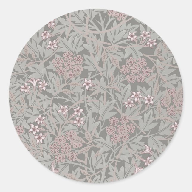 Sticker Rond William Morris Jasmine Motif de fleurs (Devant)