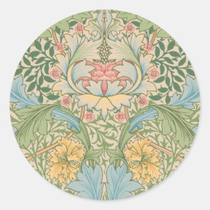Sticker Rond William Morris Myrtle Fleur Floral Botanique