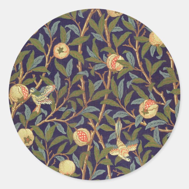 Sticker Rond William Morris Oiseau Et Grenade (Devant)