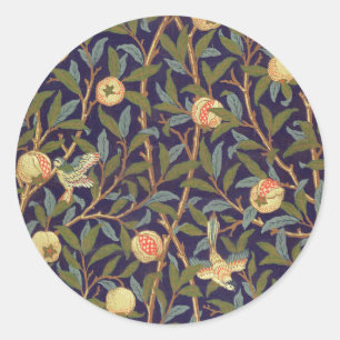 Sticker Rond William Morris Oiseau Et Grenade