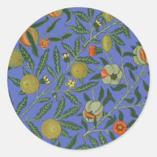 Sticker Rond William Morris Pomegranate Bleu papier peint color