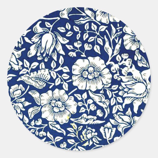 Sticker Rond William Morris - Poster bleu Mallow (Devant)