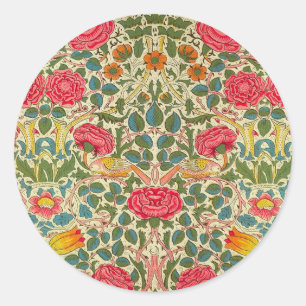 Sticker Rond William Morris Rose Floral Chintz rose