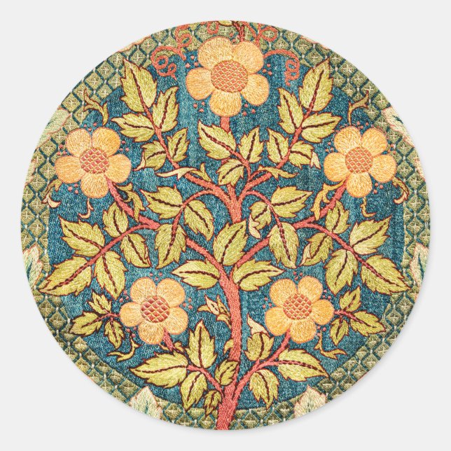 Sticker Rond William Morris Rose Wreath (Devant)
