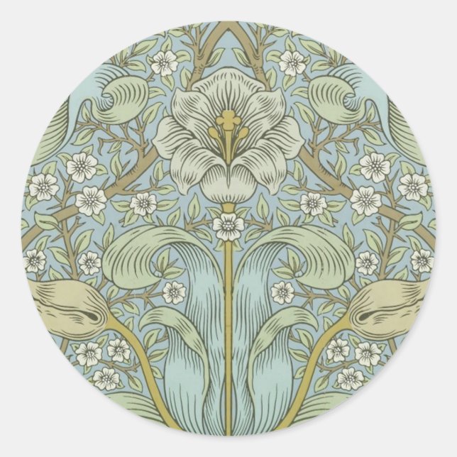 Sticker Rond William Morris Spring Thicket : Floral antique (Devant)