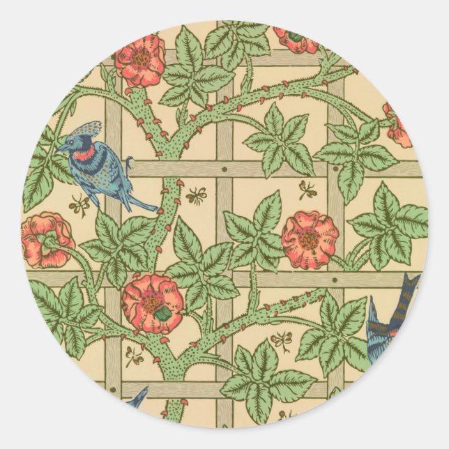 Sticker Rond William Morris Trellis Design classique de papier  (Devant)