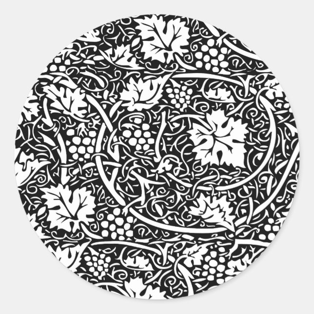 Sticker Rond William Morris Vin de raisin noir blanc (Devant)