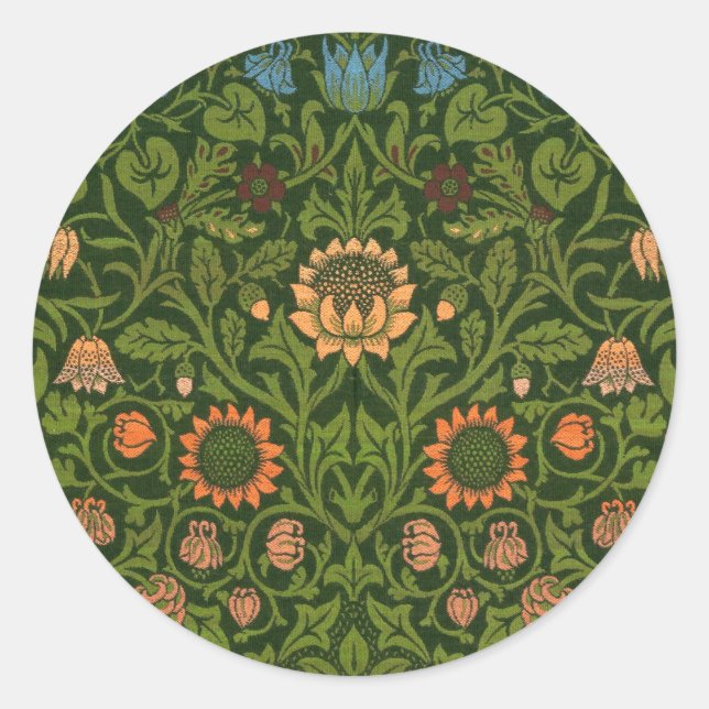 Sticker Rond William Morris Violet et Columbine Art Rug (Devant)