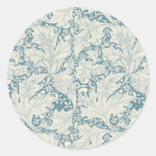 Sticker Rond William Morris Wallflower bleu damas floral