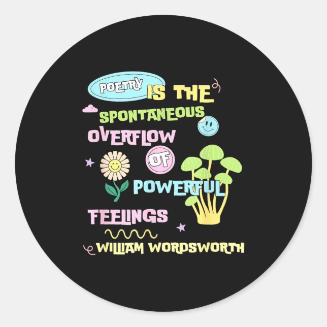 Sticker Rond William Wordsworth Quote Etry Em Writing Writer Gi (Devant)