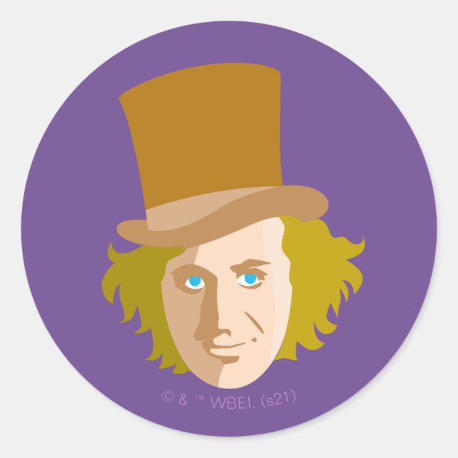Sticker Rond Willy Wonka Stenciled Face Graphic (Devant)