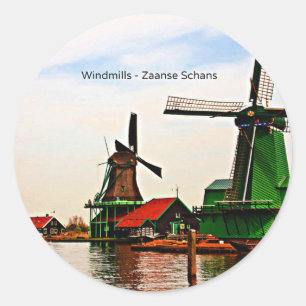Sticker Rond Windmills-Zaanse Schans