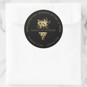 Sticker Rond Wine Business Winery Gold Raisins Adresse de retou