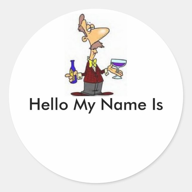 Sticker Rond Wine_Taster, Bonjour Mon Nom Est (Devant)