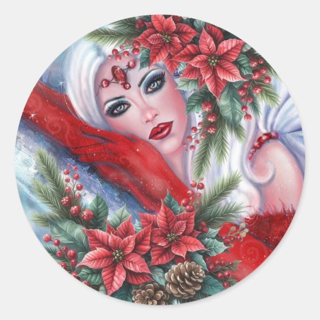 Sticker Rond Winter angel Christmas  (Devant)