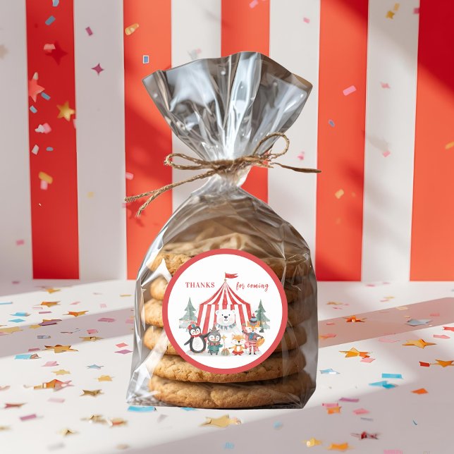 Sticker Rond Winter Circus Animals Thank You  (Créateur téléchargé)