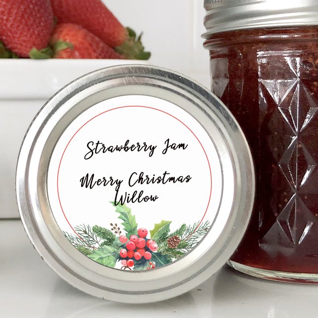 Sticker Rond Winter Greener Bouquet Blank fait maison Jar Canni (Winter Greener Bouquet Blank Homemade Jar Canning Classic Round Sticker)