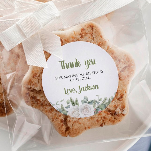 Sticker Rond Winter Onederland Anniversaire Merci de fête Mots  (Créateur téléchargé)