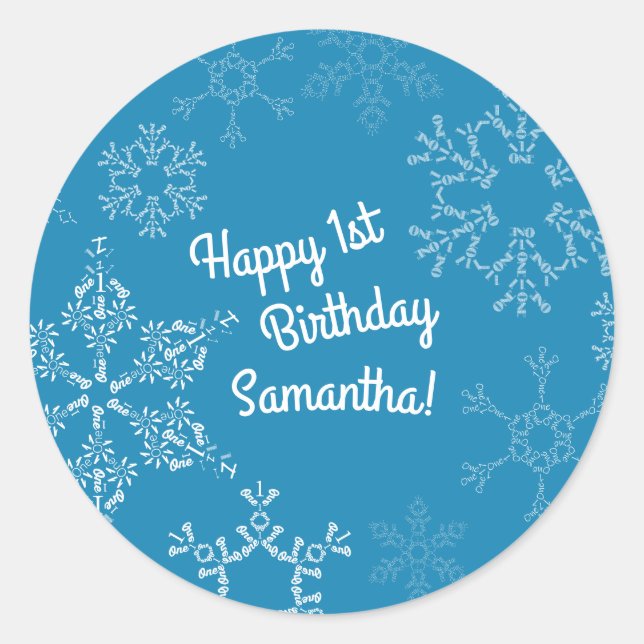 Sticker Rond Winter Onederland Flocon de neige Enfant 1er fête  (Devant)