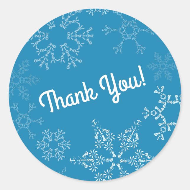 Sticker Rond Winter Onederland Flocon de neige Enfant 1er fête  (Devant)