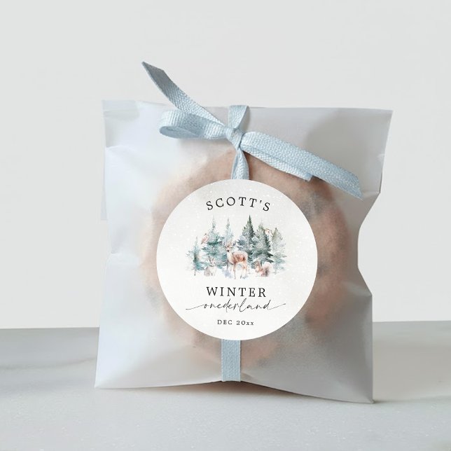 Sticker Rond Winter ONEderland Forest Animals 1st Birthday (Créateur téléchargé)