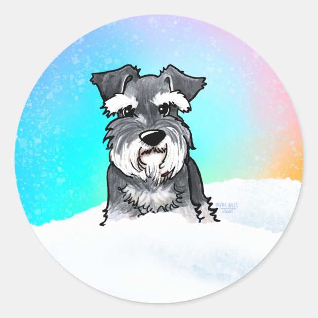 Sticker Rond Winter Schnauzer (Devant)