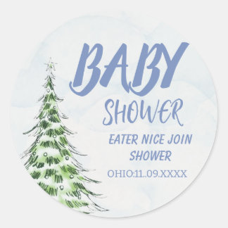 Sticker Rond Winter with Festive Tree