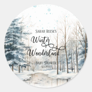Sticker Rond Winter Wonderland Baby shower de Noël