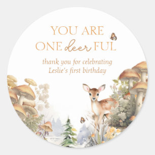 Sticker Rond Winter Wonderland Cerf Premier anniversaire Merci