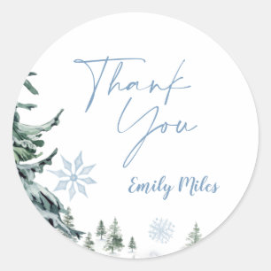 Sticker Rond Winter Wonderland Merci