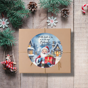 Sticker Rond Winter Wonderland Noël Père Noël Baby shower