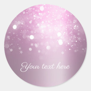 Sticker Rond Winter Wonderland Pink Silver Éclairage