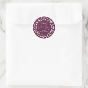 Sticker Rond Winterberry Peace Love+Joy Holly Wreath