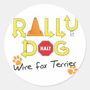 Sticker Rond Wire Fox Terrier Rally Chien