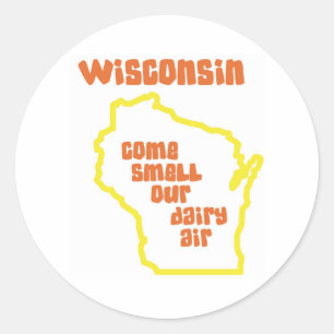 Sticker Rond Wisconsin Venez Sentir Notre Air Laitier
