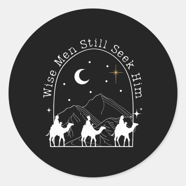 Sticker Rond Wise Men Still Seek Him Christian Christmas Jésus (Devant)