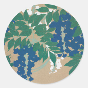 Sticker Rond Wisteria Kamisaka Sekka japon peinture toile