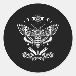 Sticker Rond Witching esthétique Mystic Death Hawk Moth Wiccan 
